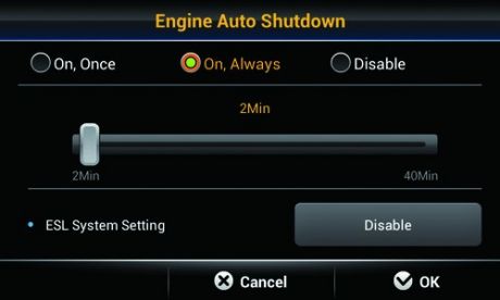 HL A serie menu Auto Shutdown